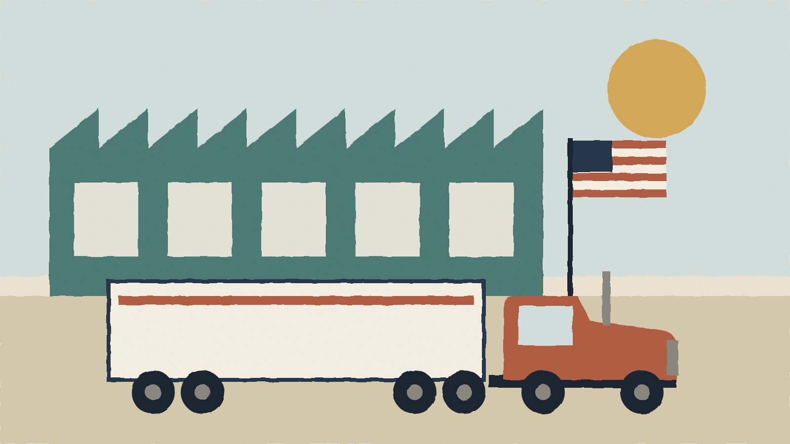 Truck plant and flag - illustration, Jake Team LLC