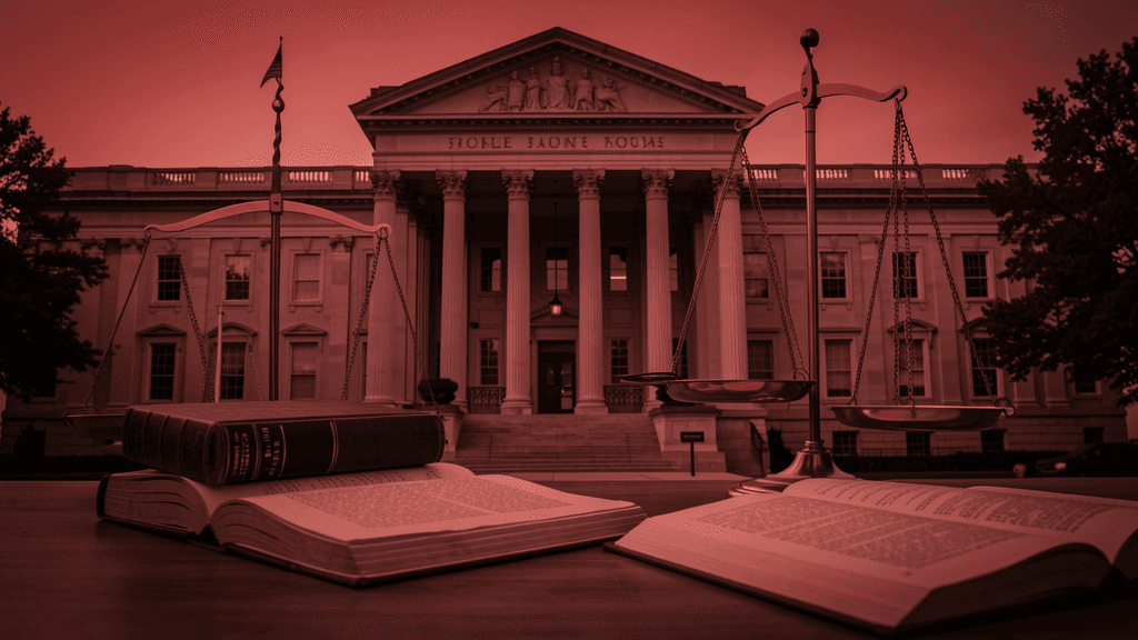 Federal courthouse with legal documents - illustration, Jake Team LLC