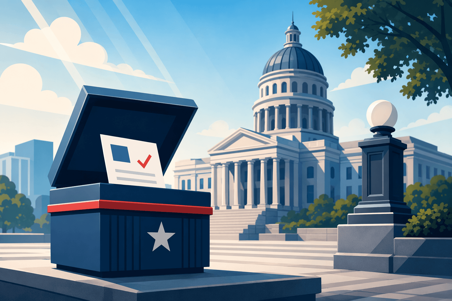 Ballot box courthouse - illustration, Jake Team LLC