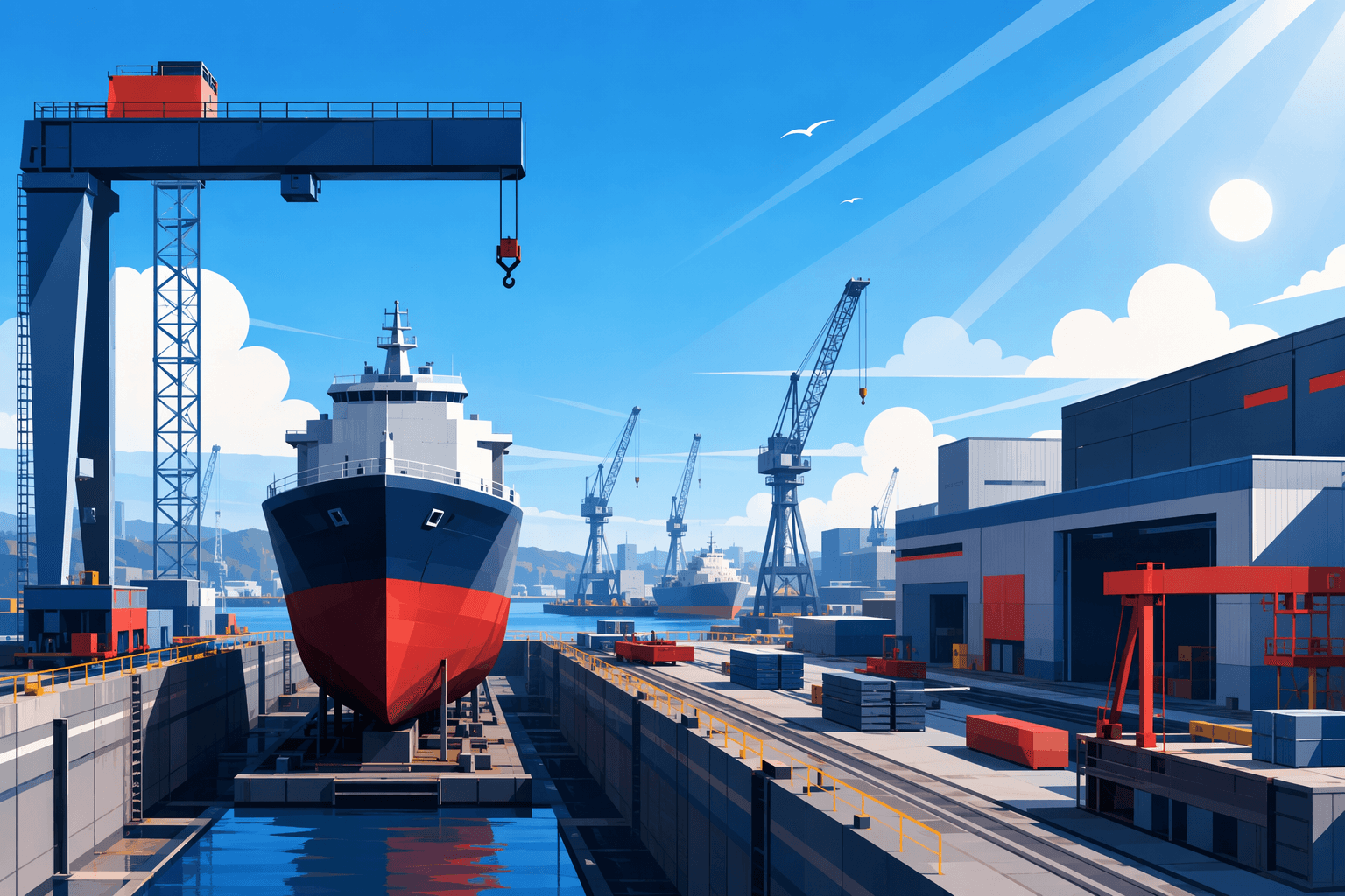 Shipyard construction - illustration, Jake Team LLC