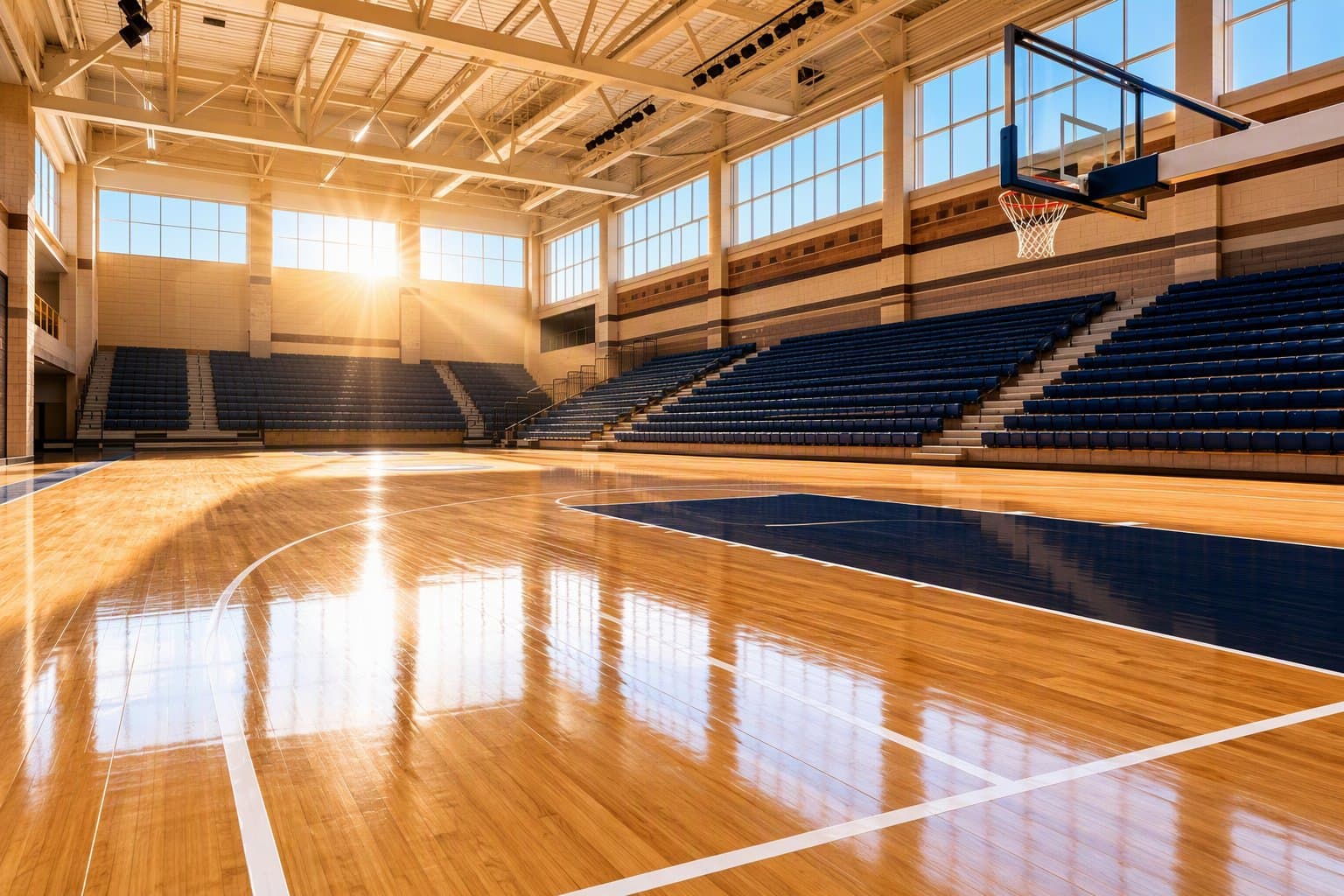 Sunlit basketball court - illustration, Jake Team LLC