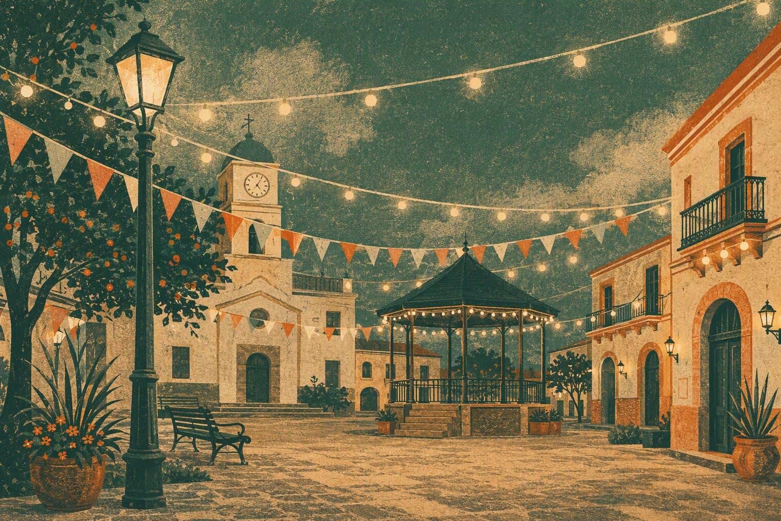Denton Square Festivities - illustration, Jake Team LLC