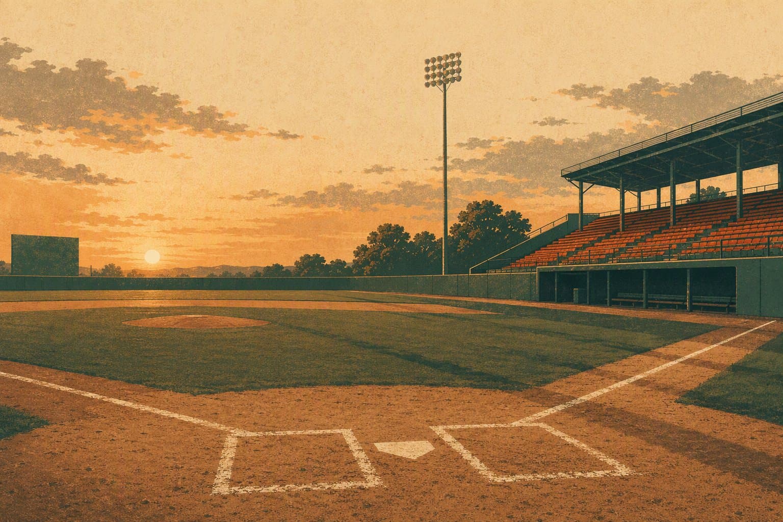 Evening baseball stadium - illustration, Jake Team LLC