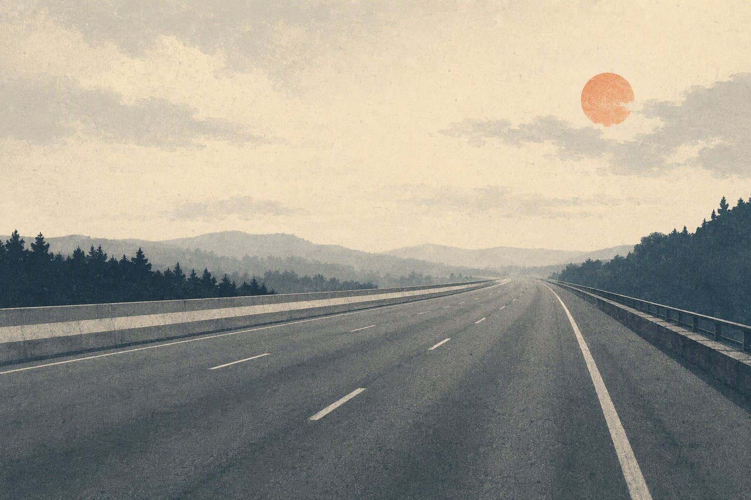 quiet highway aftermath - illustration, Jake Team LLC