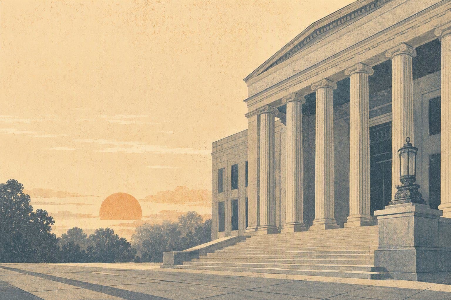 Quiet courthouse steps - illustration, Jake Team LLC