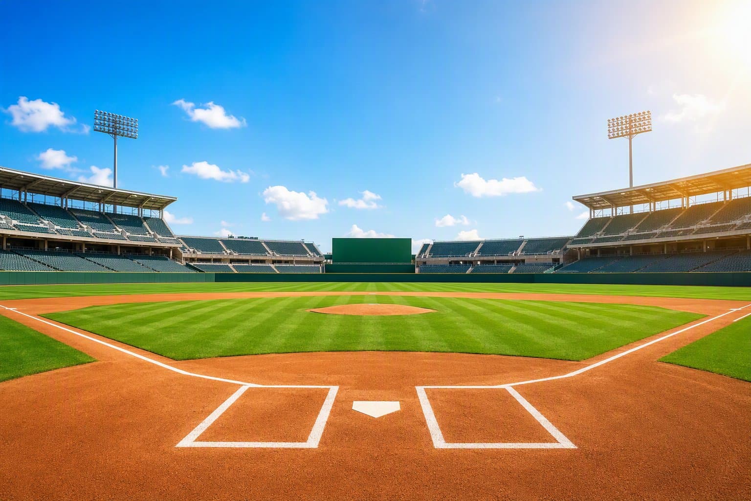 Sunlit Baseball Stadium - illustration, Jake Team LLC