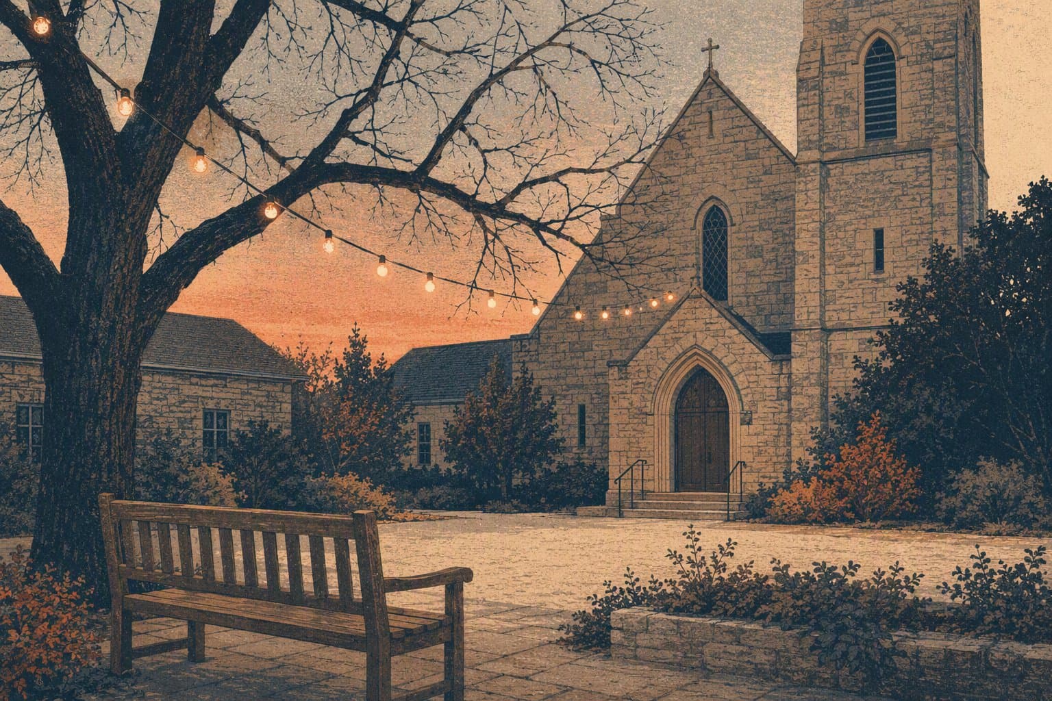 Denton church grounds - illustration, Jake Team LLC