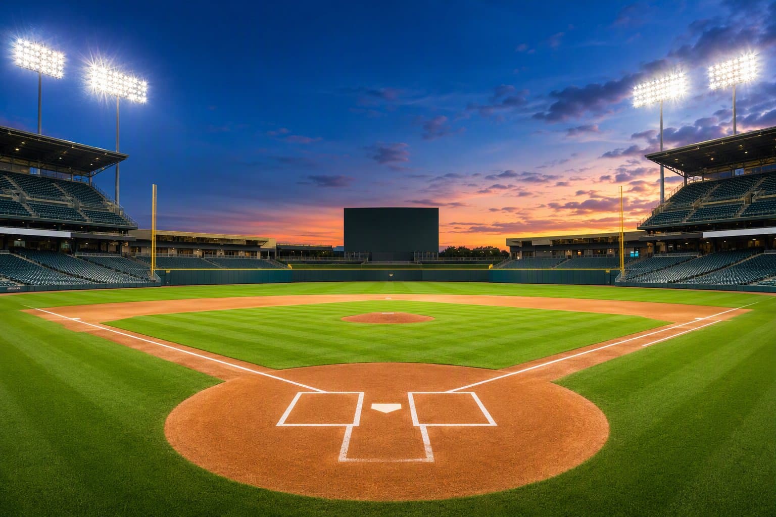Empty stadium at dusk - illustration, Jake Team LLC