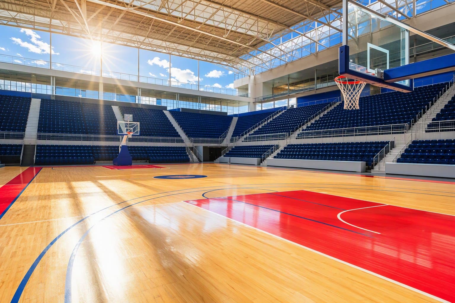 Sunlit basketball court - illustration, Jake Team LLC