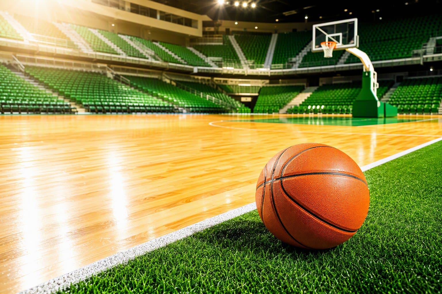Sunlit basketball court - illustration, Jake Team LLC