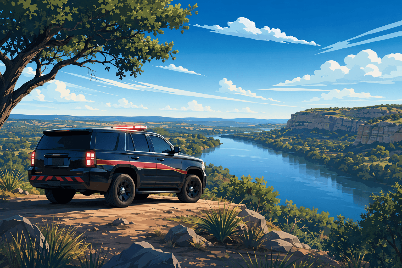 Texas emergency preparedness — editorial illustration, Jake Team LLC