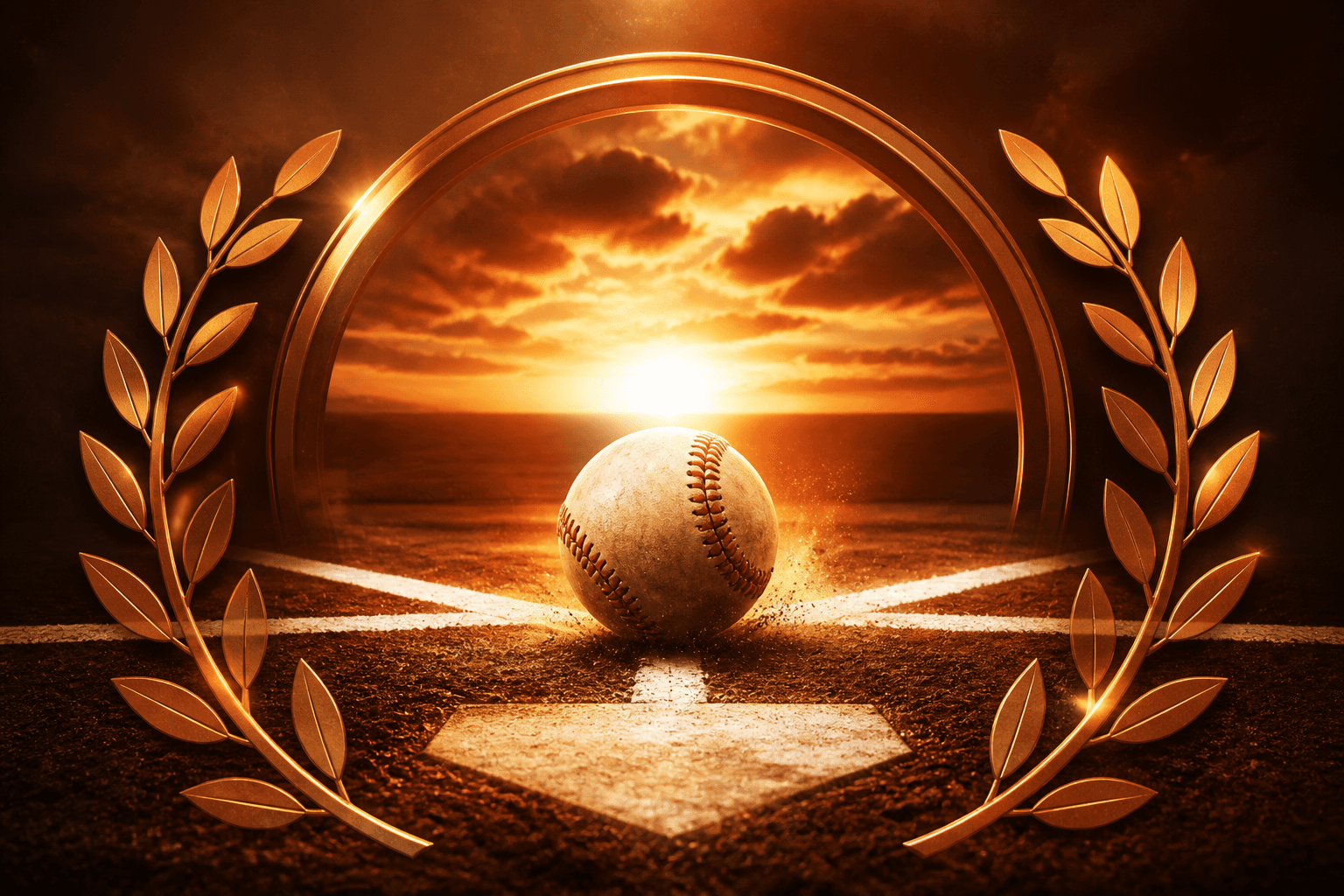Award-style baseball emblem illustration, no athletes