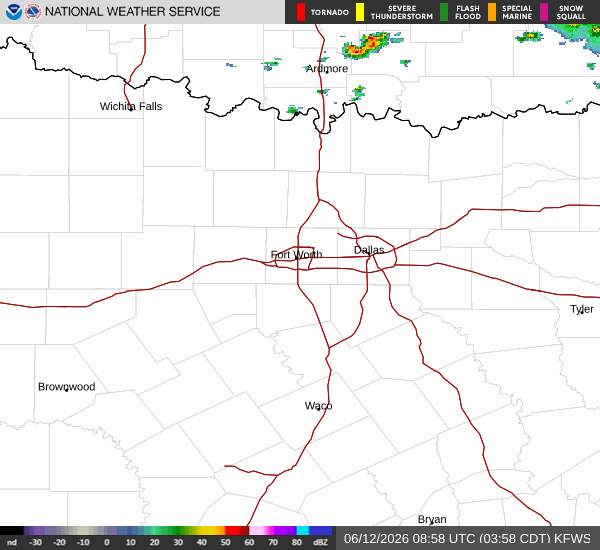 National Weather Service radar for North Texas (KFWS)