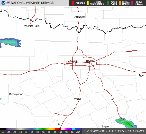 National Weather Service radar for North Texas (KFWS)