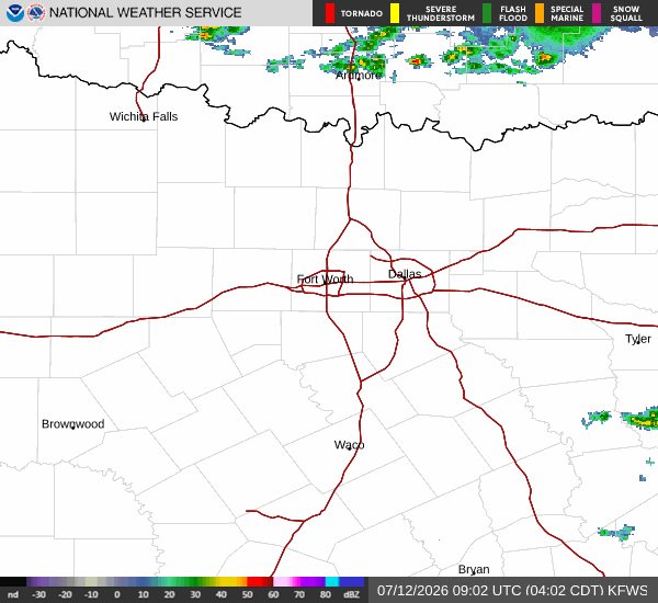 National Weather Service radar for North Texas (KFWS)