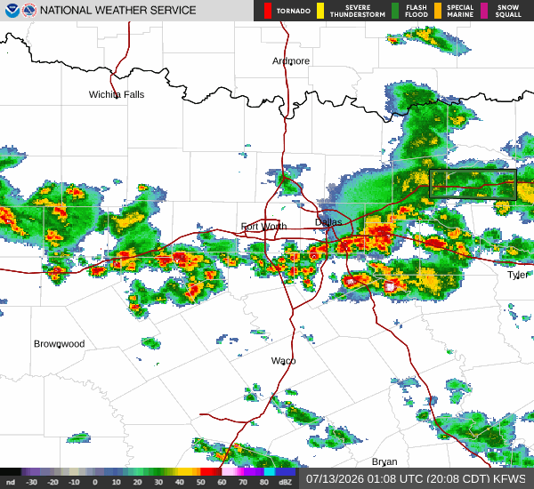 National Weather Service radar for North Texas (KFWS)