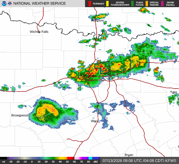 National Weather Service radar for North Texas (KFWS)