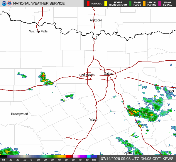 National Weather Service radar for North Texas (KFWS)