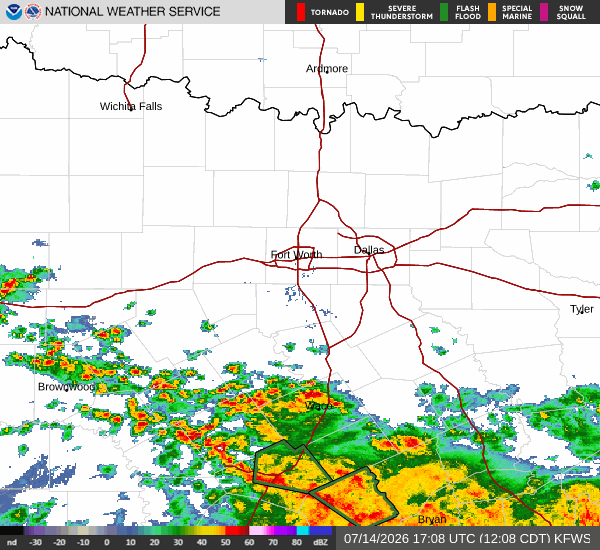 National Weather Service radar for North Texas (KFWS)