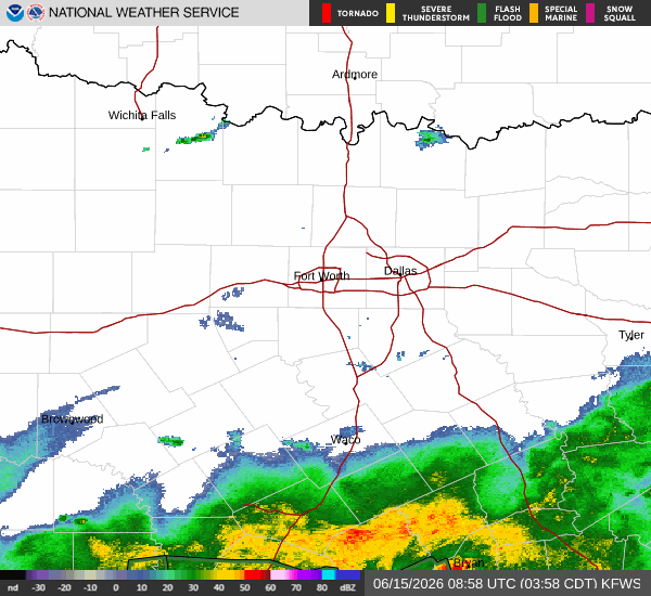 National Weather Service radar for North Texas (KFWS)