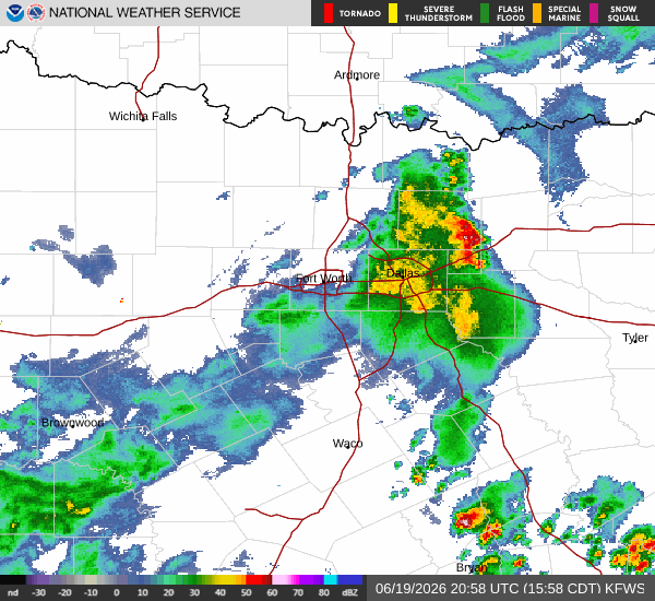National Weather Service radar for North Texas (KFWS)