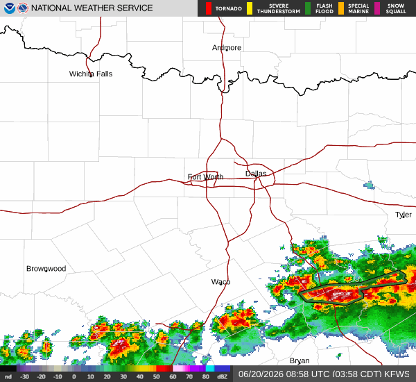 National Weather Service radar for North Texas (KFWS)