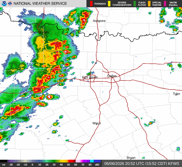 National Weather Service radar for North Texas (KFWS)