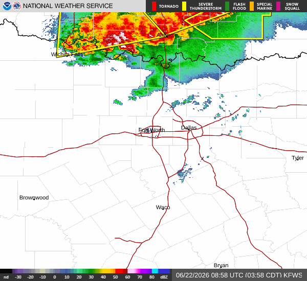 National Weather Service radar for North Texas (KFWS)