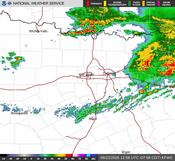 National Weather Service radar for North Texas (KFWS)
