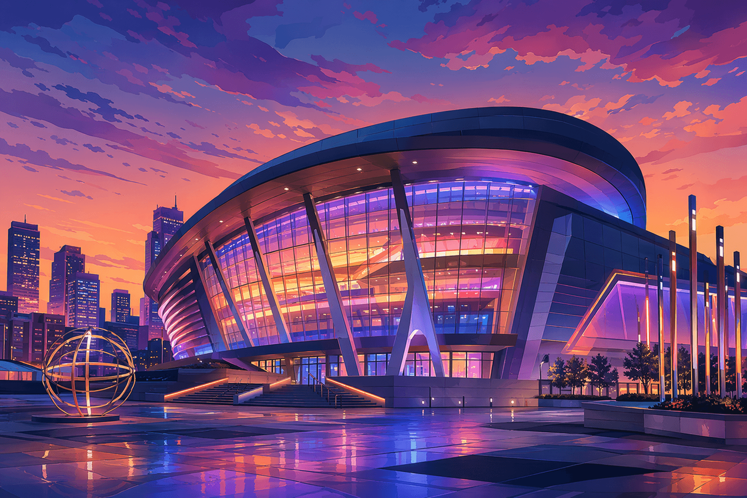 Hockey arena exterior - illustration, Jake Team LLC