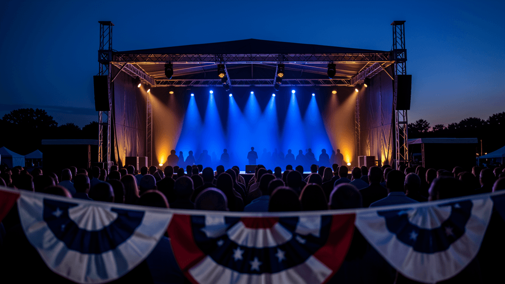 Texas Democratic Convention atmosphere at dusk — illustration, Jake Team LLC