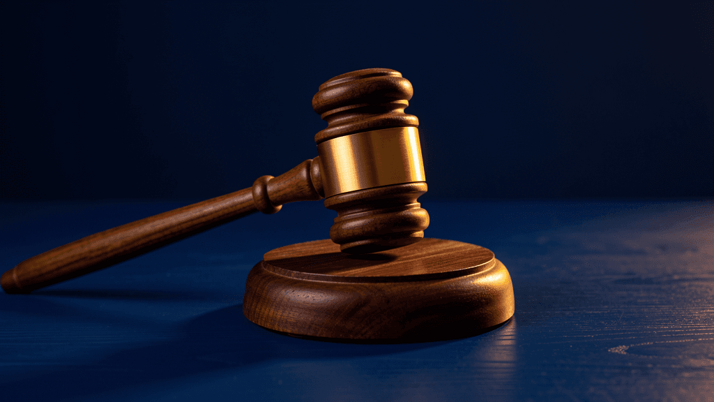 Gavel on blue background, representing Texas politics — illustration, Jake Team LLC