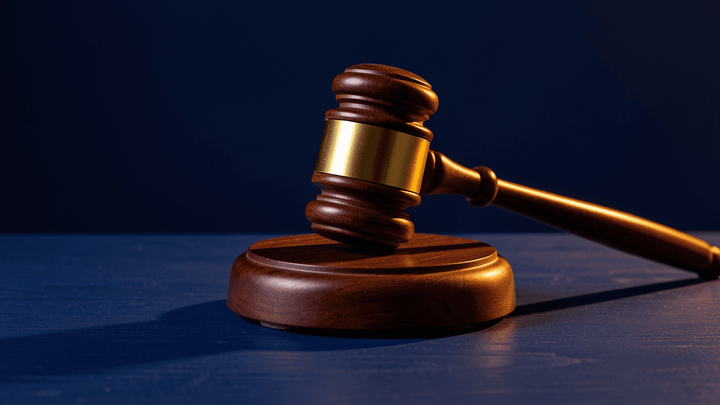 Wooden gavel on dark blue surface, representing Texas election administration — illustration, Jake Team LLC