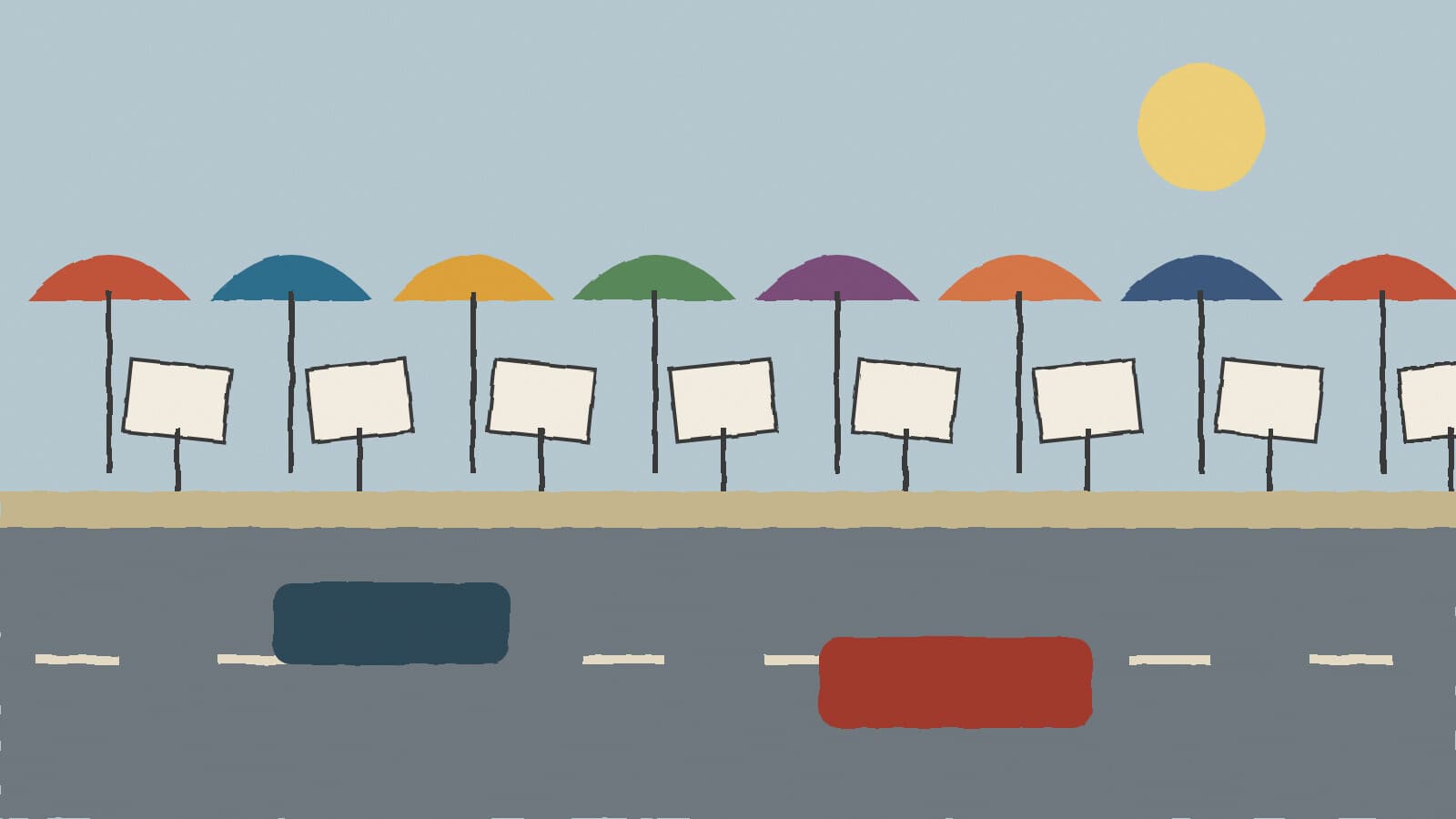 Roadside umbrella protest - illustration, Jake Team LLC